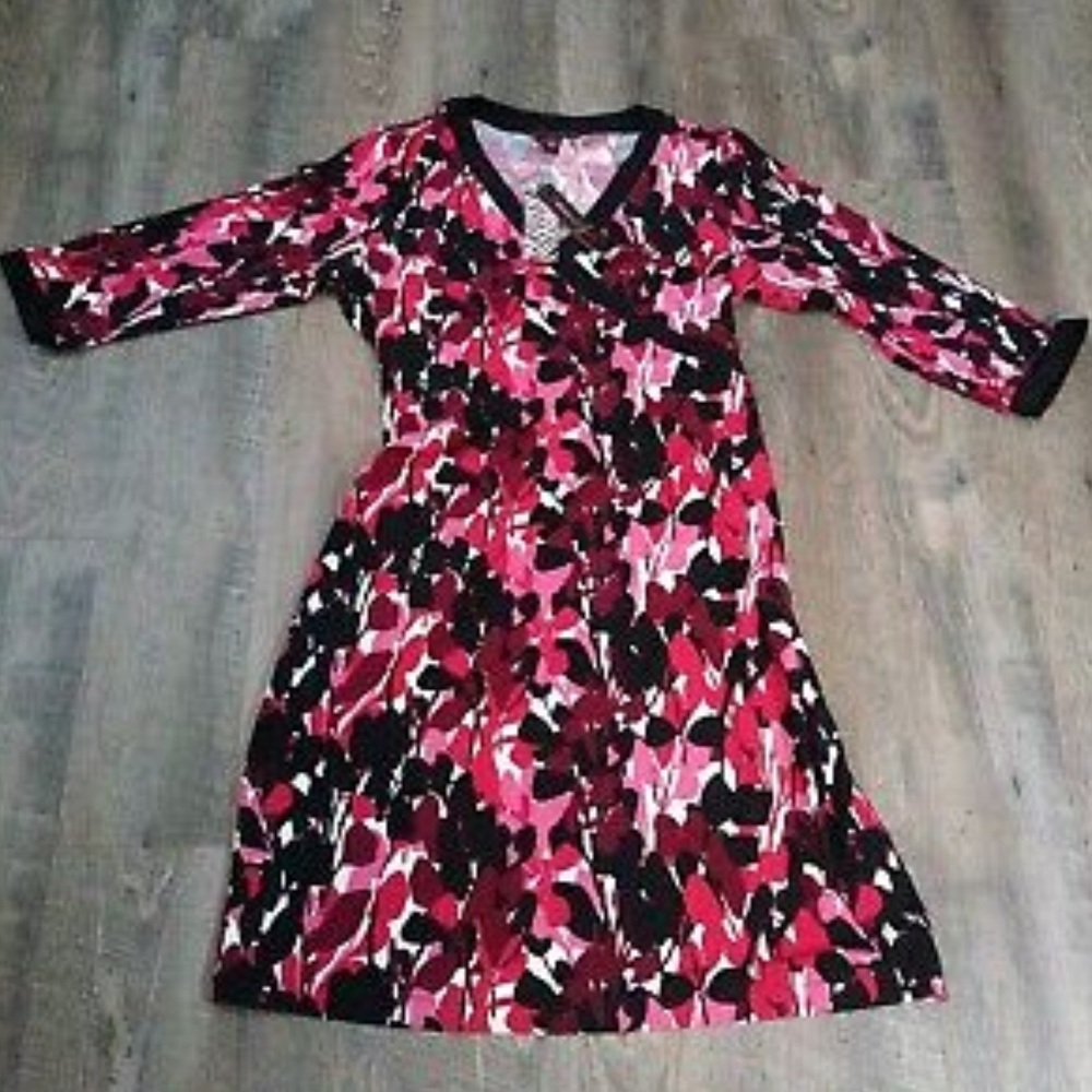 Dana Buchman Multicolor Dress Small Jester Red
